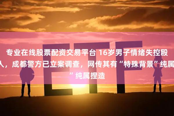 专业在线股票配资交易平台 16岁男子情绪失控殴打5人，成都警方已立案调查，网传其有“特殊背景”纯属捏造